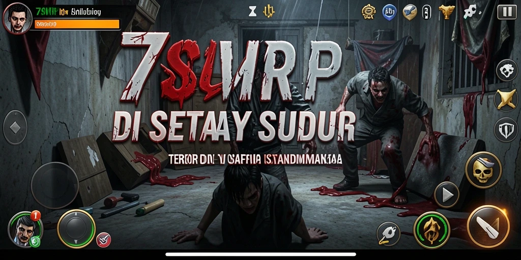 Screenshot gameplay 7SVIP menampilkan suasana horor yang mencekam.