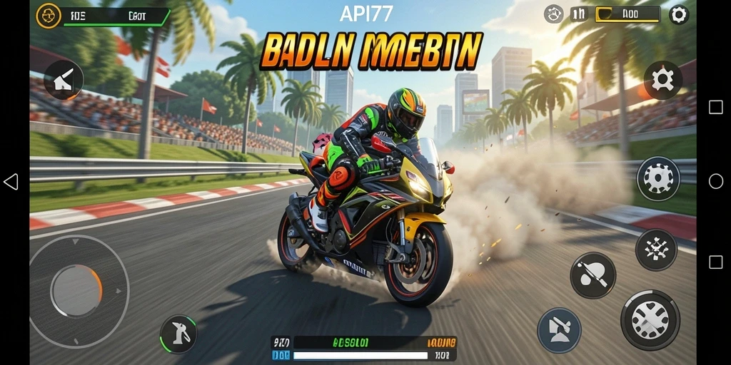 Tampilan gameplay mendebarkan dalam balapan motor API77.