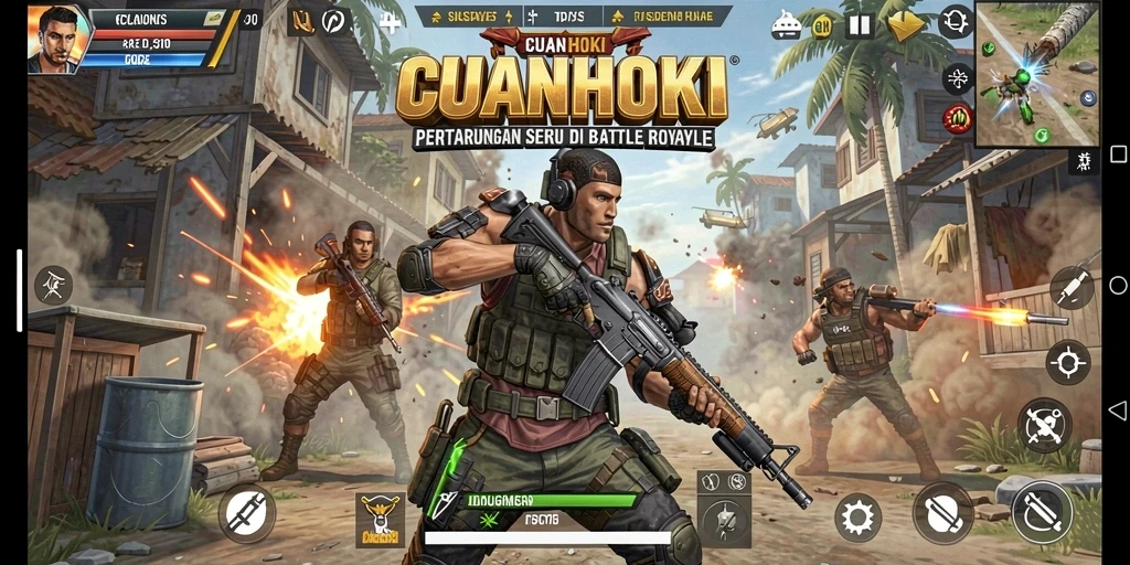 Tampilan action seru dalam CUANHOKI saat bertarung di medan Battle Royale.