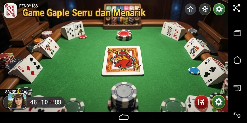 Screenshot gameplay FENDY188 yang menunjukkan suasana seru bermain Gaple.