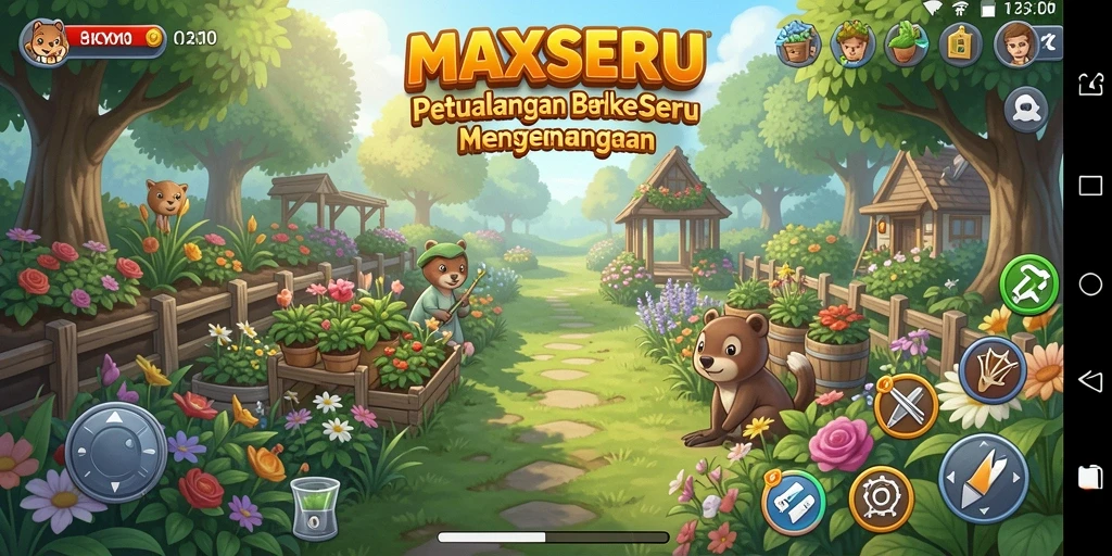 Gameplay MAXSERU yang mendebarkan dalam aktivitas berkebun.