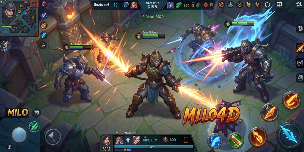 Screenshot utama MILO4D menampilkan aksi seru dalam pertempuran MOBA.