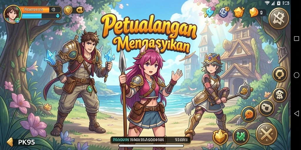 Screenshot PK95 menampilkan aksi karakter anime yang mendebarkan.